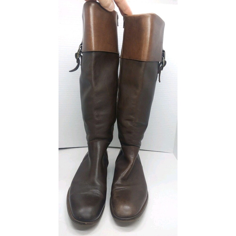 Destroy Tall Zip Up Brown Knee High Leather Boots Women's Size EU 40 (9-9.5US)